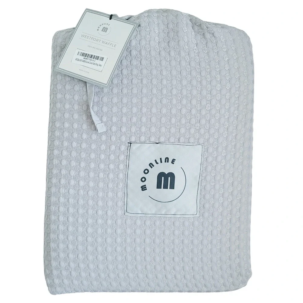 Moonline Waffle Weave King Duvet Cover 3 Piece Set Grey King